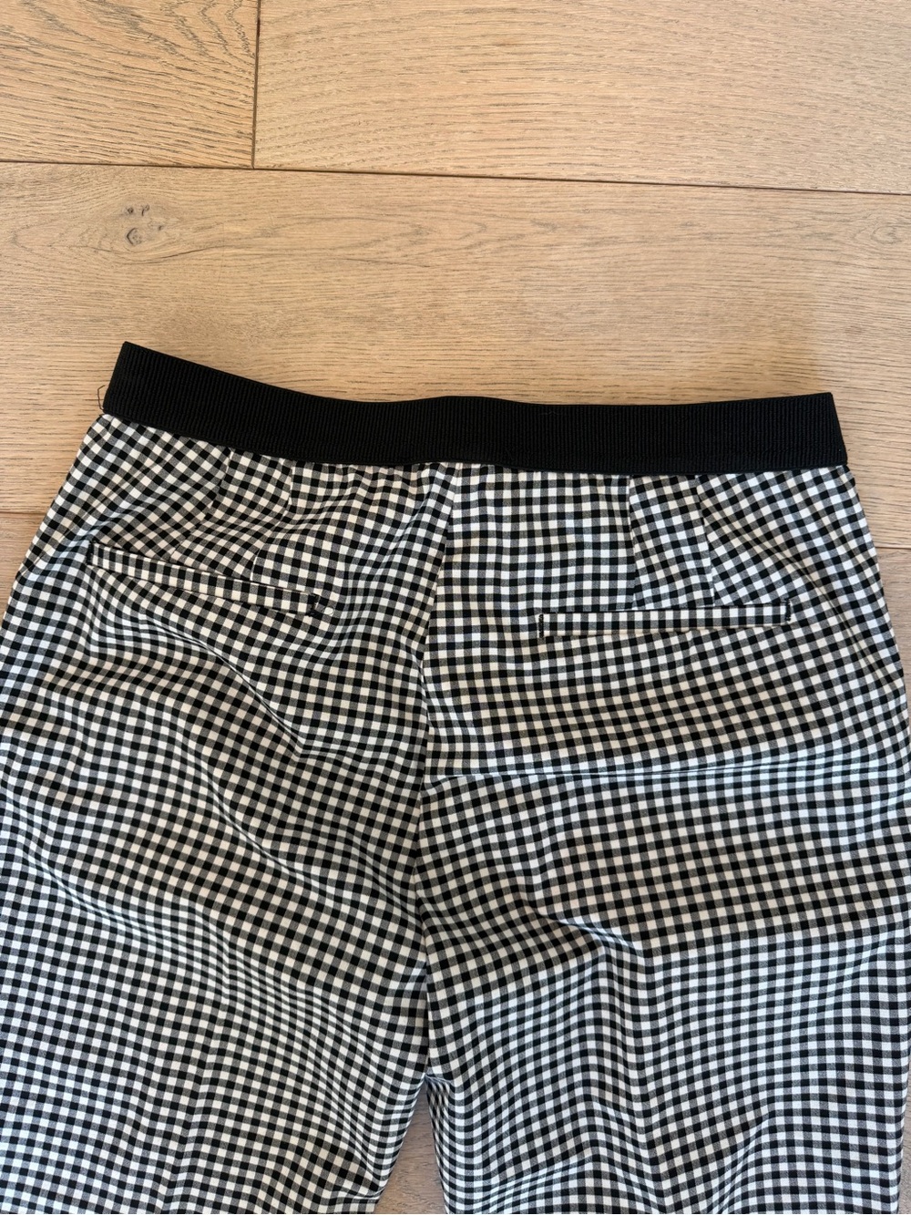 Zara Black White Gingham Check Straight Leg Ankle Pants Women’s Large - Picture 6 of 6